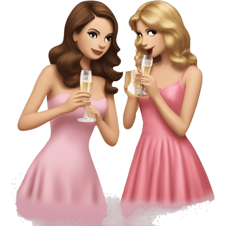 Lana del Rey & Taylor Swift drinking champagne pink dress emoji