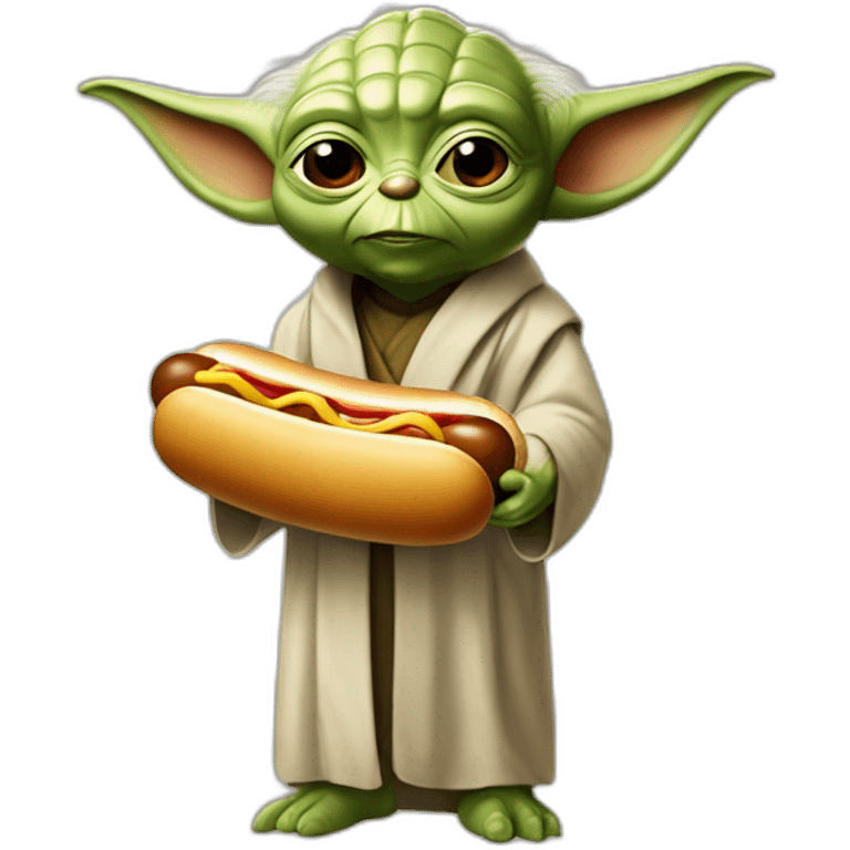 Yoda qui mange un hot-dog emoji