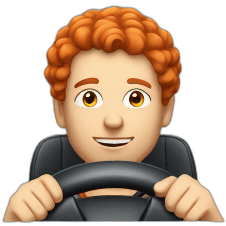 a adult with red hair driving a car emoji