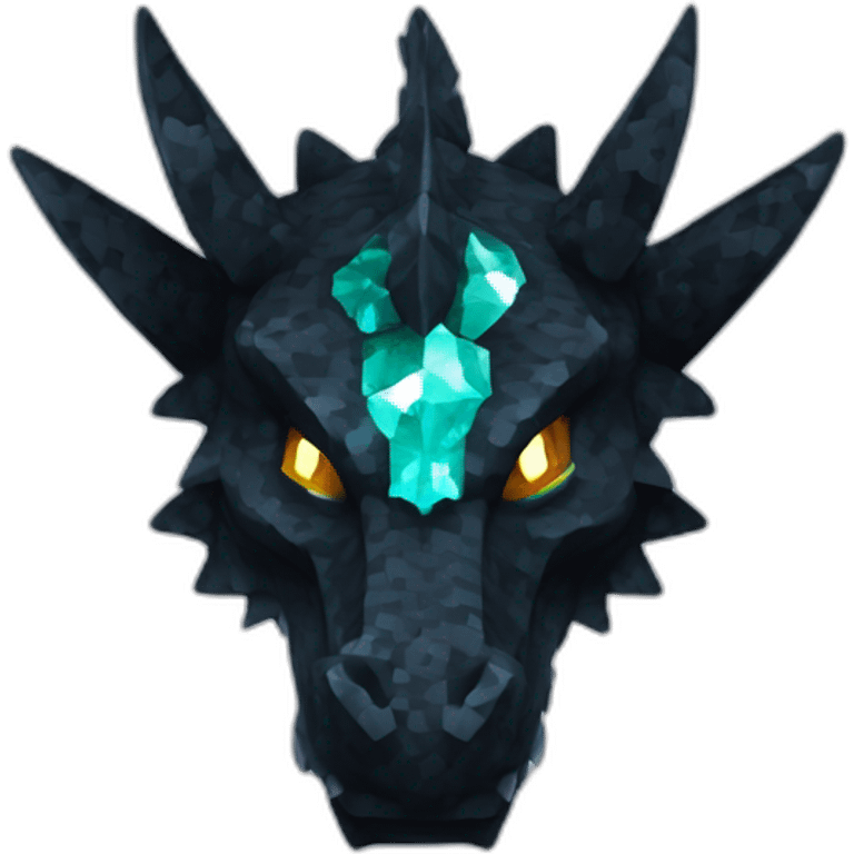 Minecraft Glitter Black Dragon Head With Diamond Horn emoji