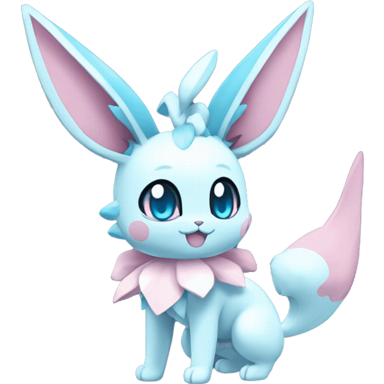 Kawaii Sylveon-Glaceon-Vaporeon-Pokémon full body emoji