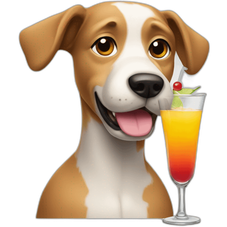 A dog drinking à coocktail emoji