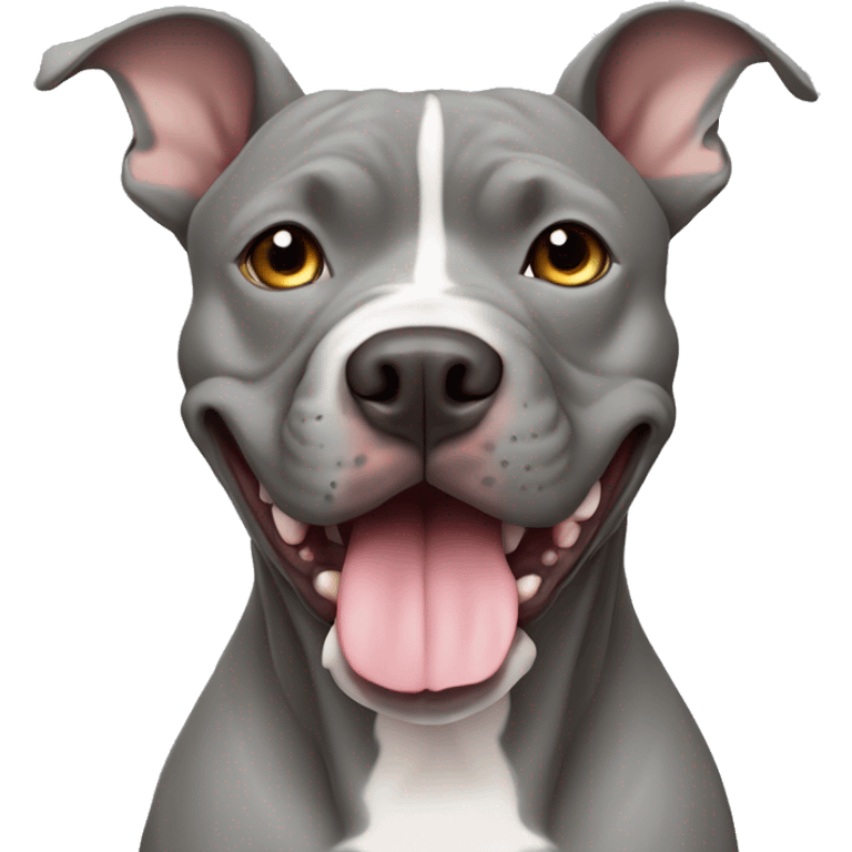 full-length gray American pit bull with pointed ears emoji