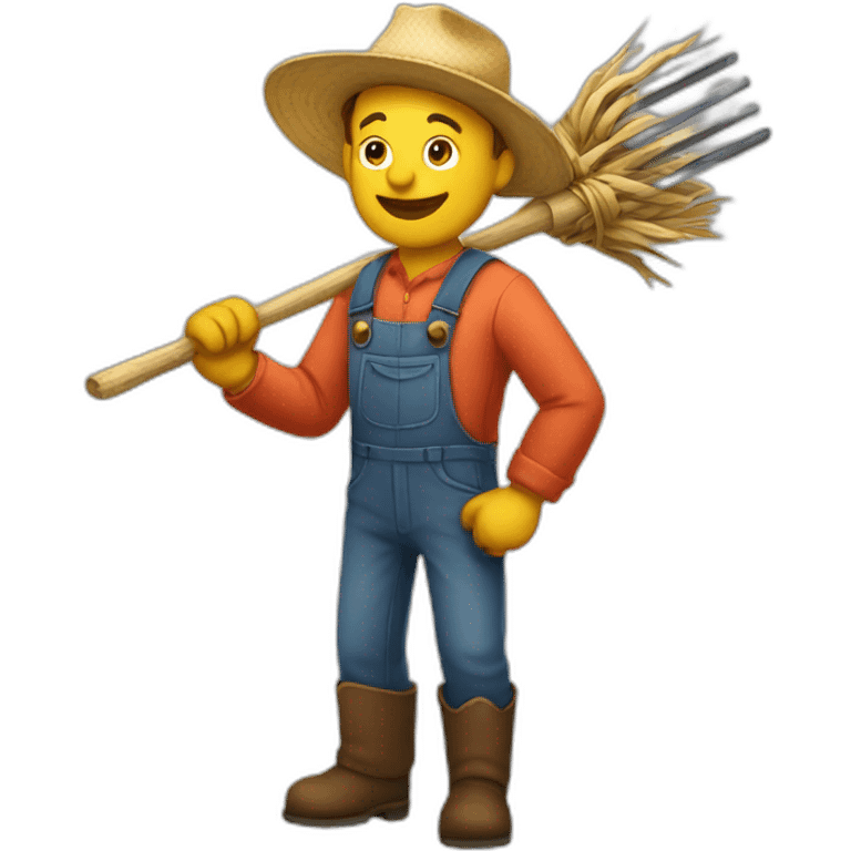 Farmer holding a pitchfork emoji