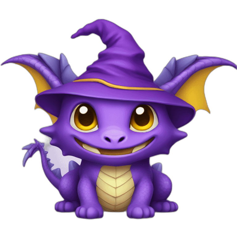 cute purple dragon with yellow eyes wearing wizard hat emoji