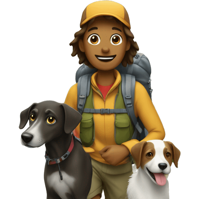 hiker with dog emoji