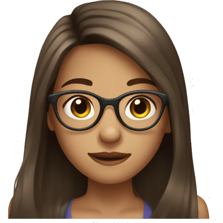 girl with long hair glasses brown hair emoji