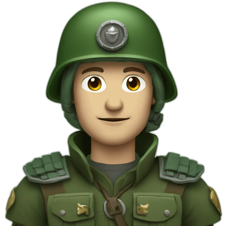 german guy with dark green army helm and raised arm emoji