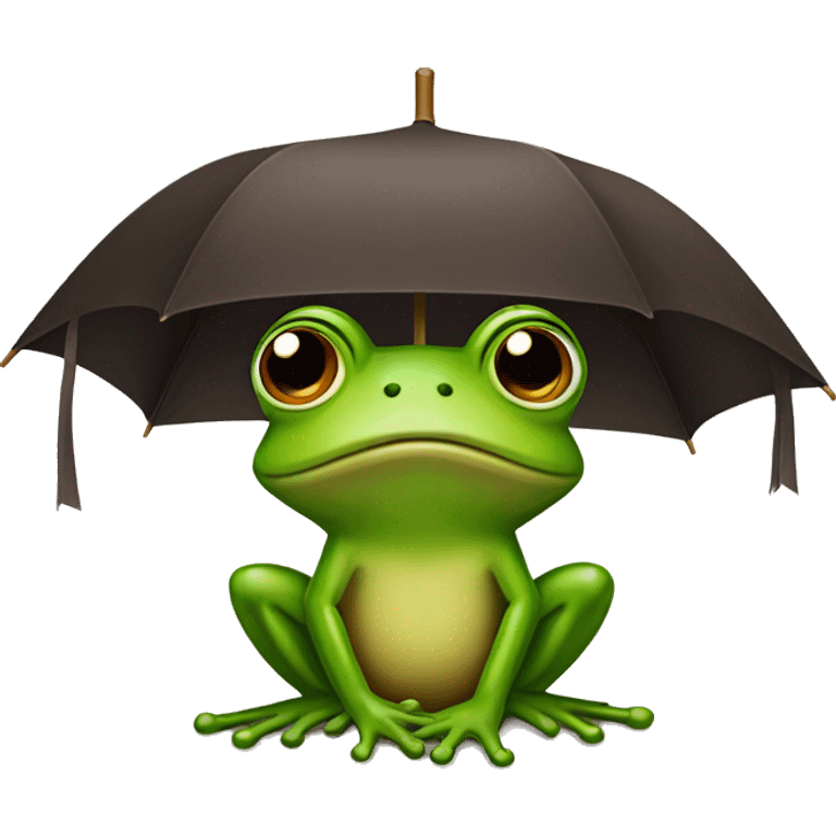 Frog with dark brown umbrella  emoji