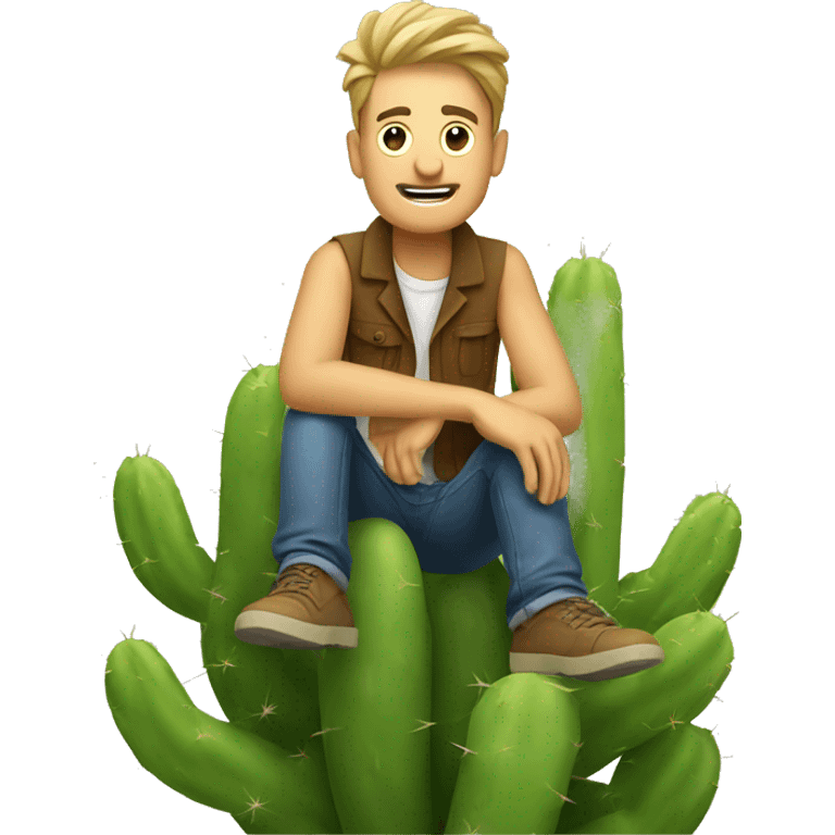 man sitting on cactus emoji