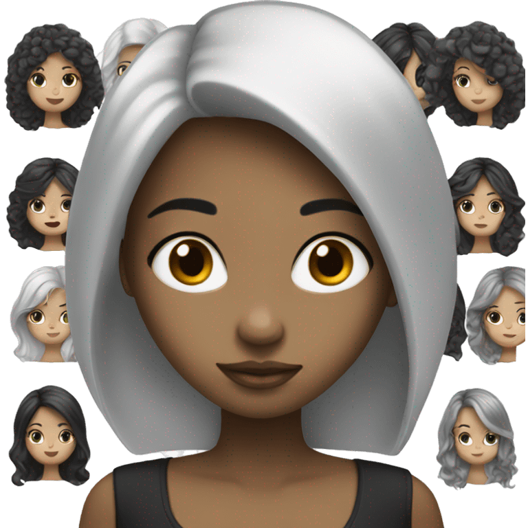 Black and white hair girl emoji