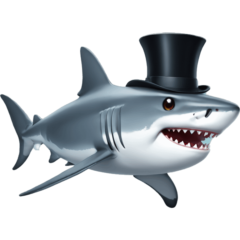 Shark with a top hat emoji