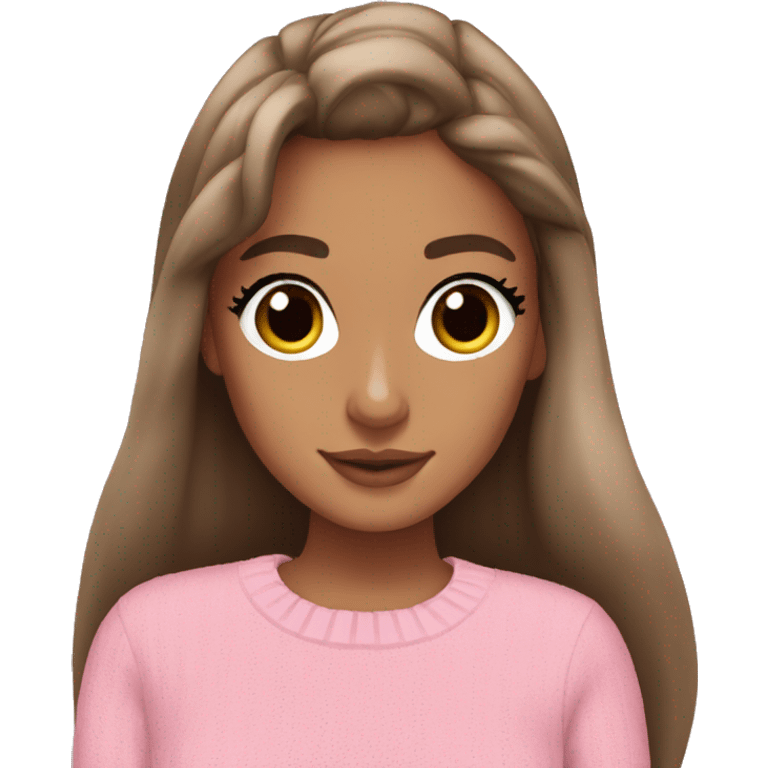 Ariana Grande brown hair in pink jumper  emoji