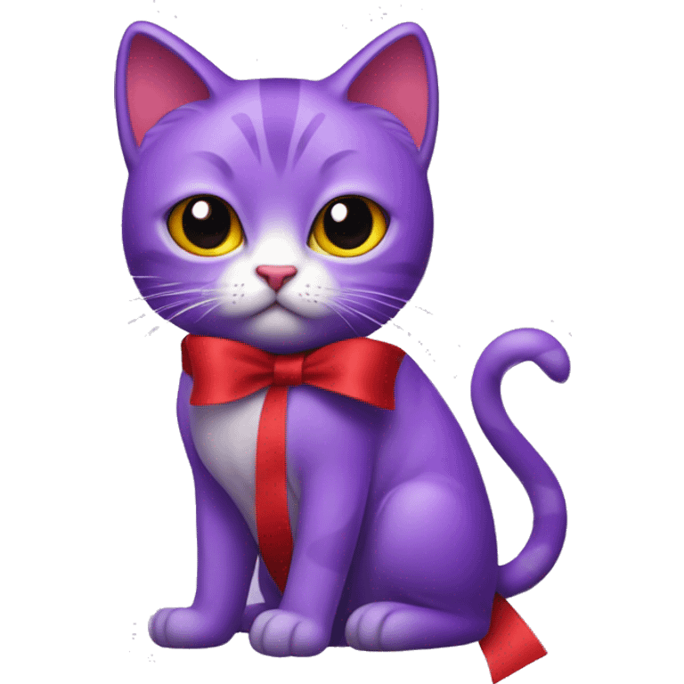 Shameful purple cat with red ribbon hairpin emoji