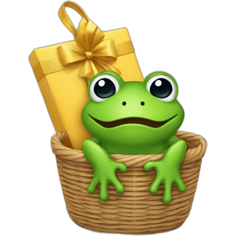 Grenouille dans un panier cadeau emoji