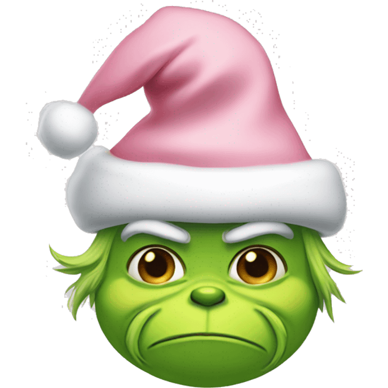 Grinch with a light pink santa hat emoji