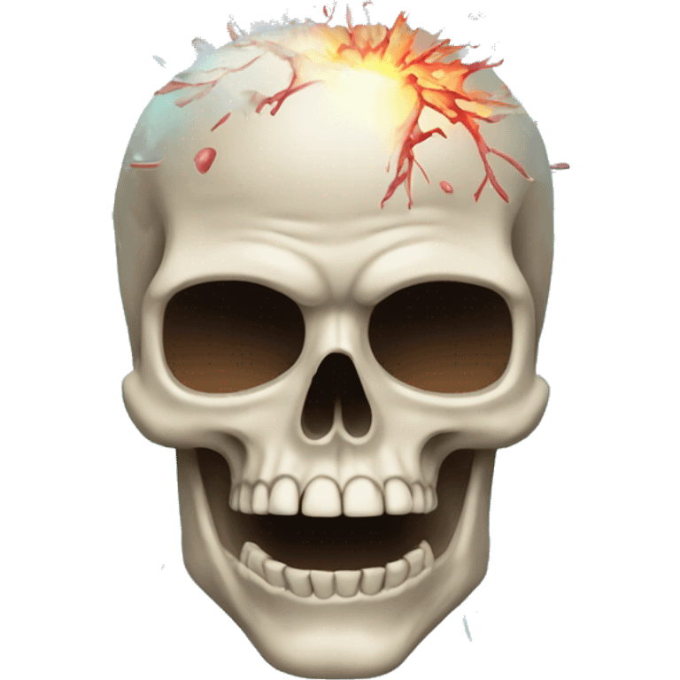 skull emohi with exploding brain emoji