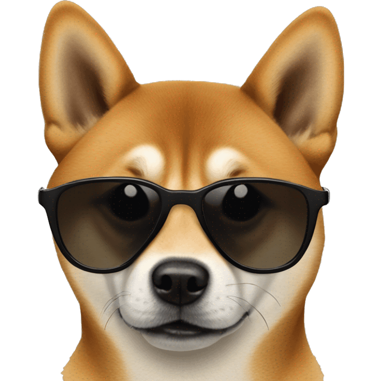 Brown and black shiba inu with black smoked sunglasses emoji