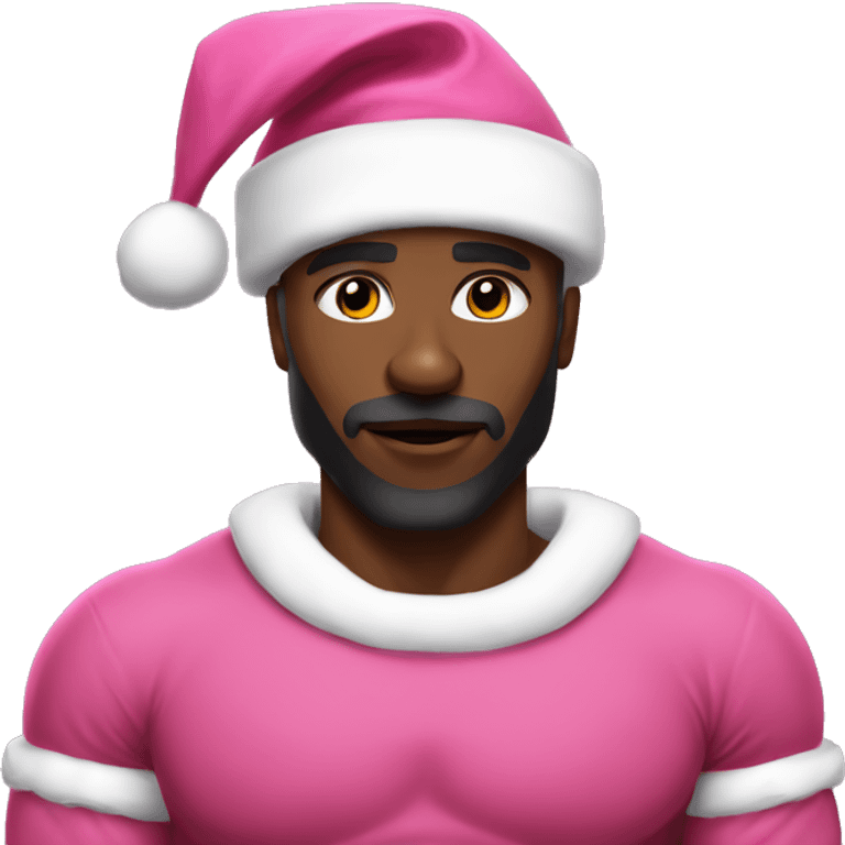 Black Muscular santa themed solo male portrait pink emoji