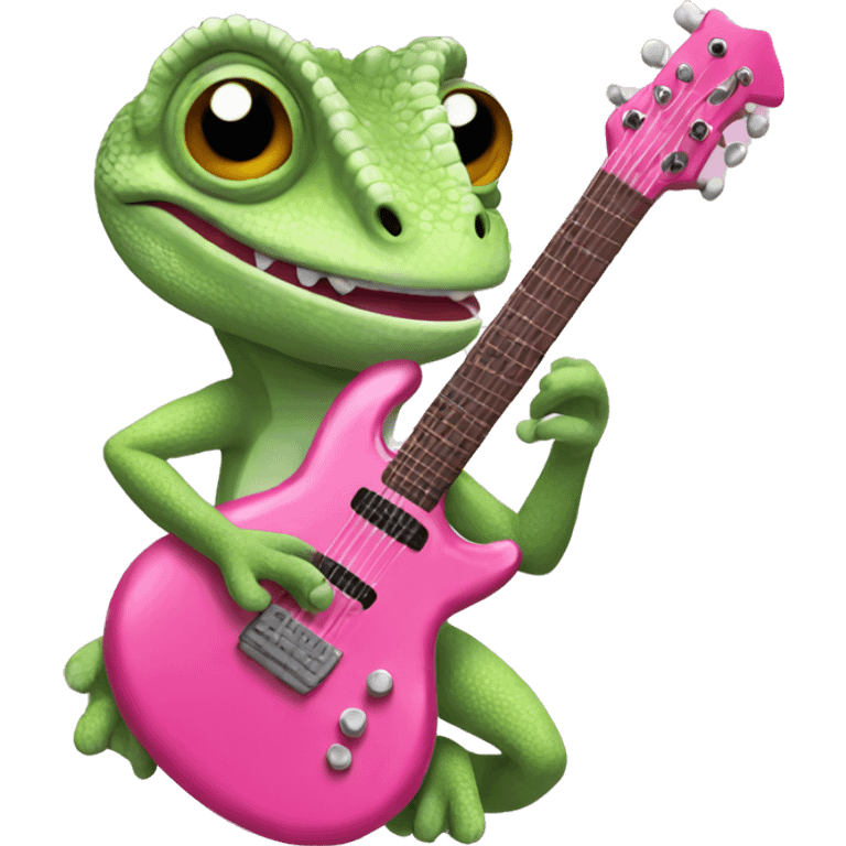 chameleon playing pink guitar  emoji