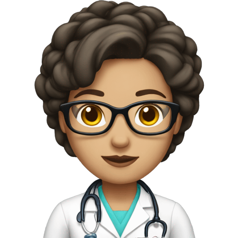 Brunette doctor with glasses hair up emoji