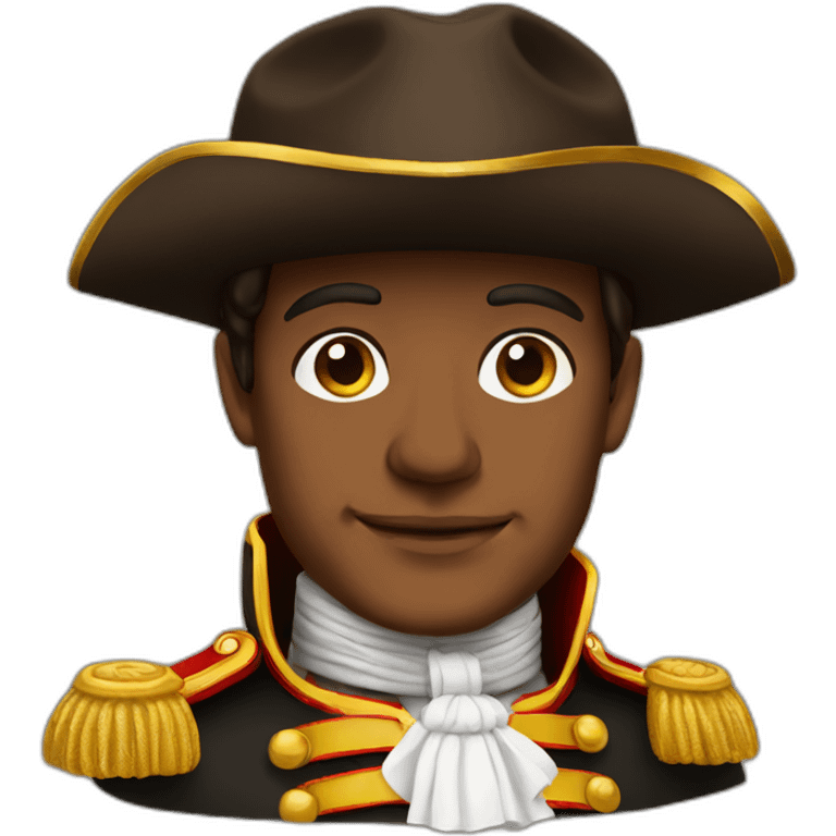 Brown skinned Napoleon wearing hat looking confident emoji