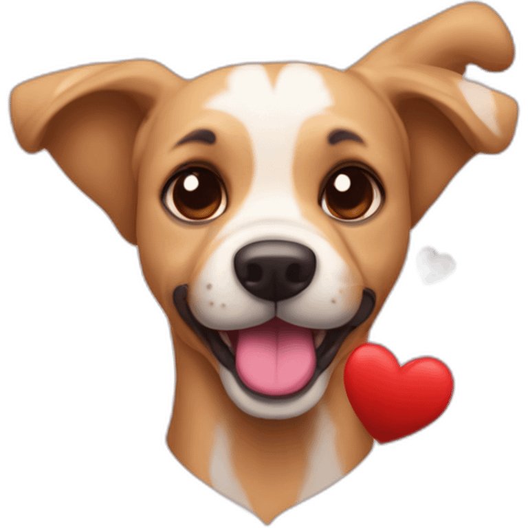 Perro con corazones de enamorado y la lengua fuera emoji