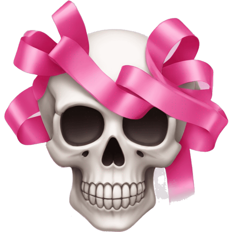 ribbon and skull, pink, pretty  emoji