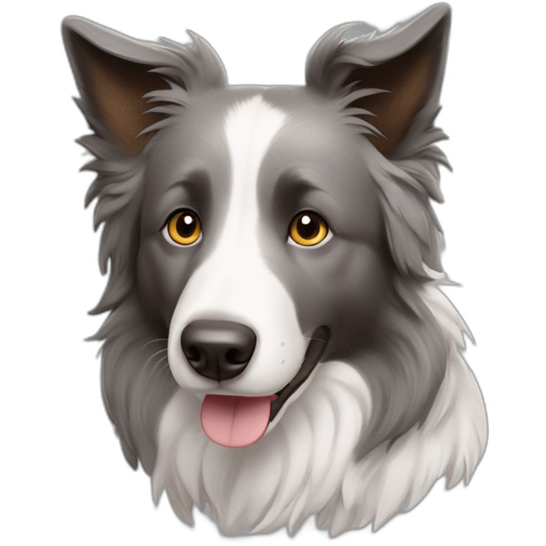 gray colour hair Border collie with Brown eyes emoji