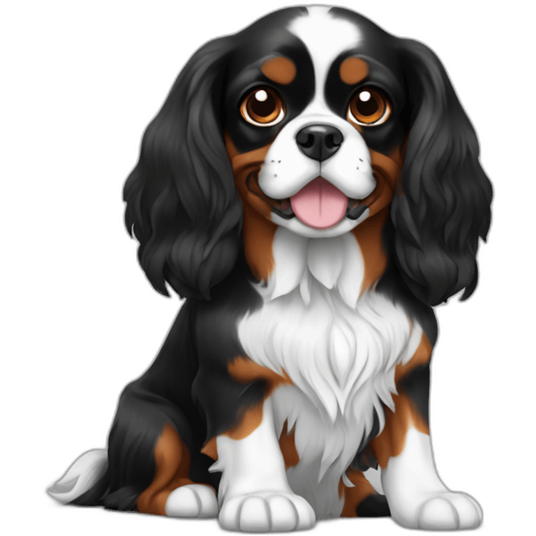 king charles spaniel black and white emoji