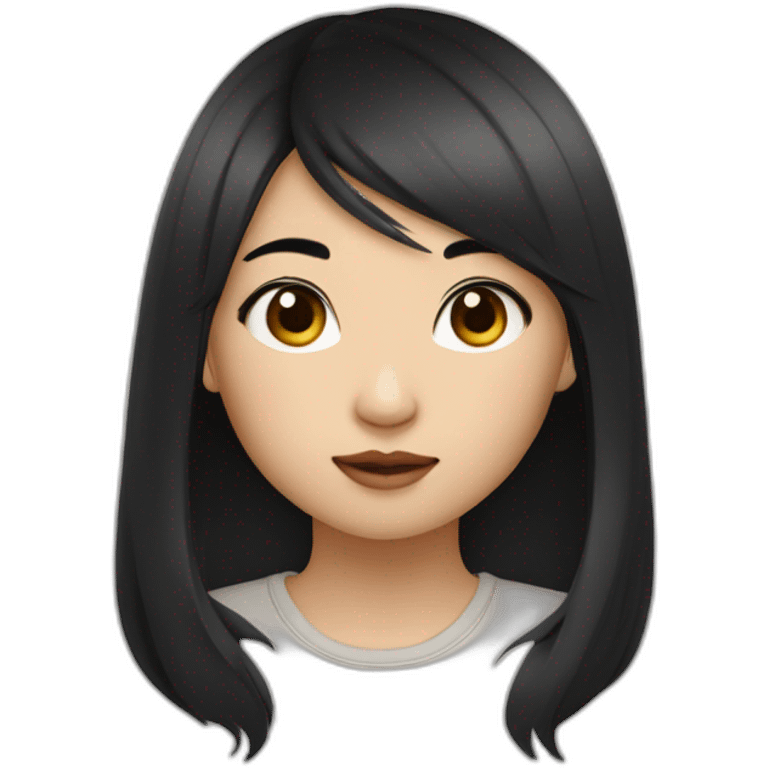 asian girl，blackhair，eyes like a cat，and a mole under eyebrows emoji