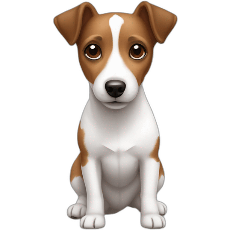 brown and white jack russell with one ear down and the other up emoji