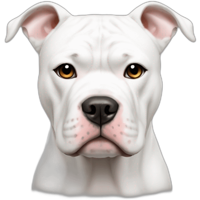 all white american bulldog with cropped ears emoji