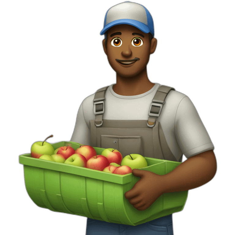 apple picker with a collecting tank on his chest emoji