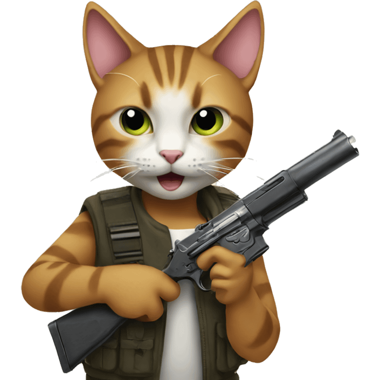 cat holding gun emoji