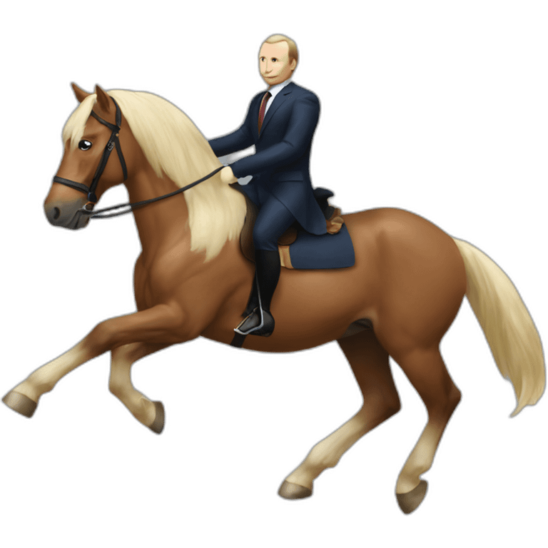 putin riding a horse but the horse is macron emoji