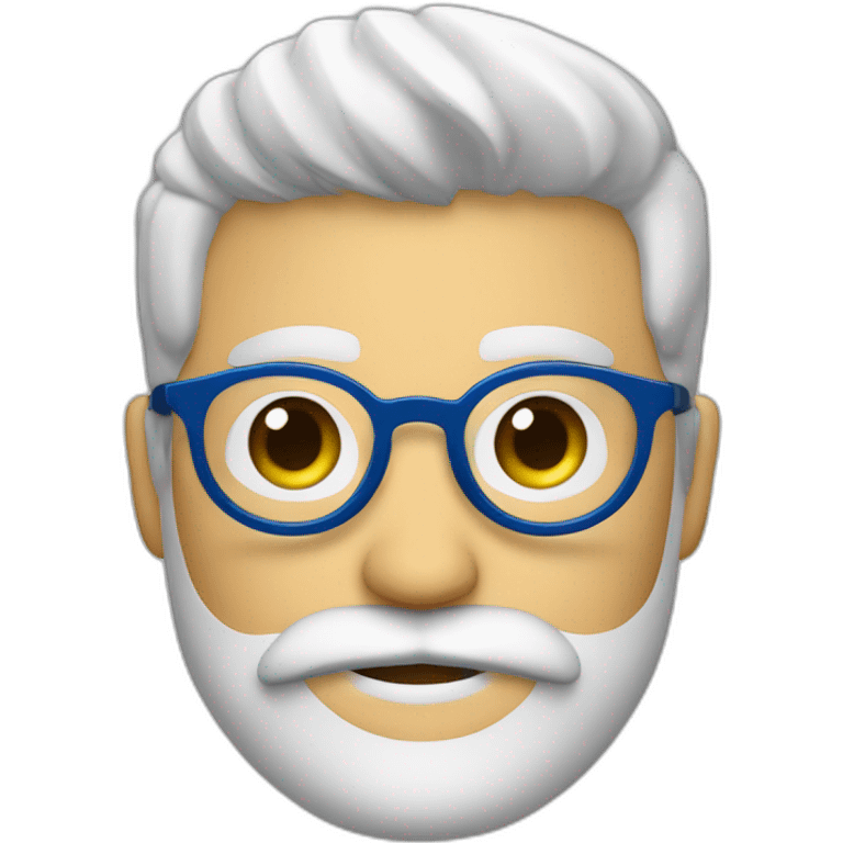 cara de hombre blanco con barba y lentes azules redondos, sorprendido emoji