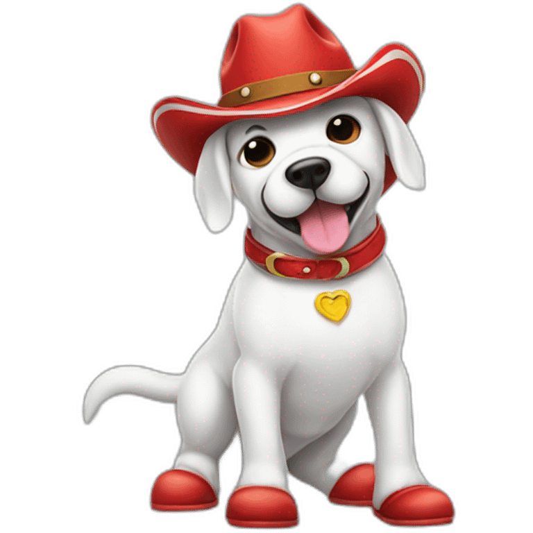 dog dressed as a ghost wearing red cowboy boots emoji