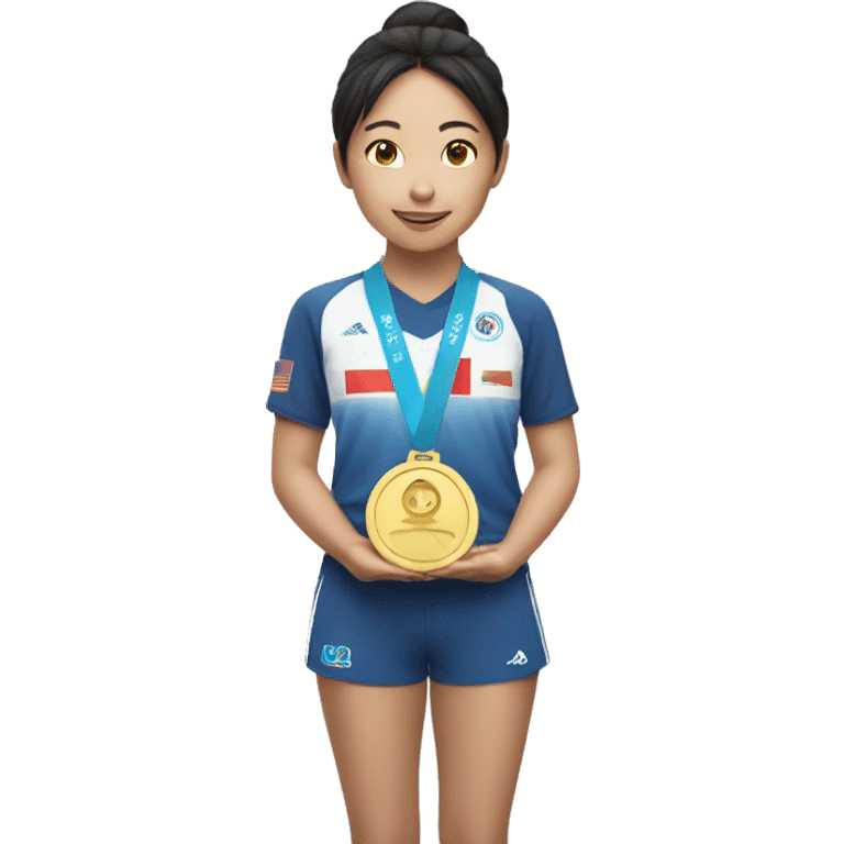 asian girl winning a medal emoji