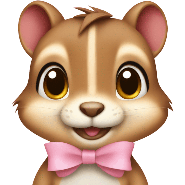 Cute kind Chipmunk with light pink bow emoji