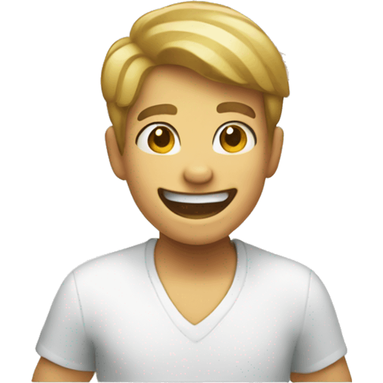 Laughing boy in white shirt emoji