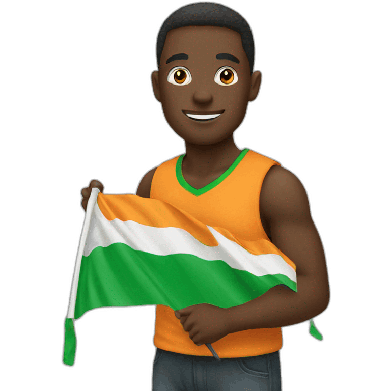 man holding ivory coast flag emoji