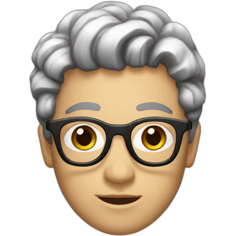 a mab with white barb and brown hair with glasses emoji