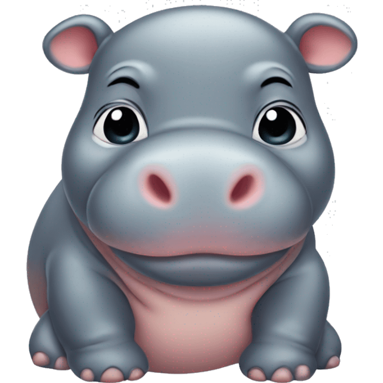 chubby baby hippo with a belly emoji