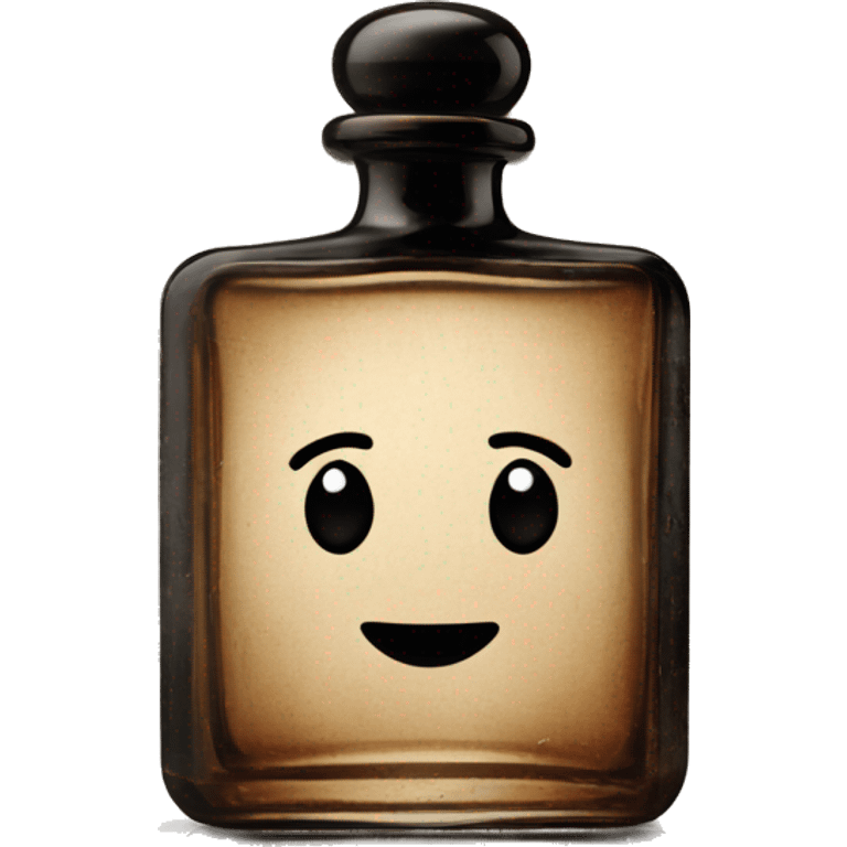 English vintage glass perfume bottle, old and shabby, stylish and minimalistic, black and brown emoji