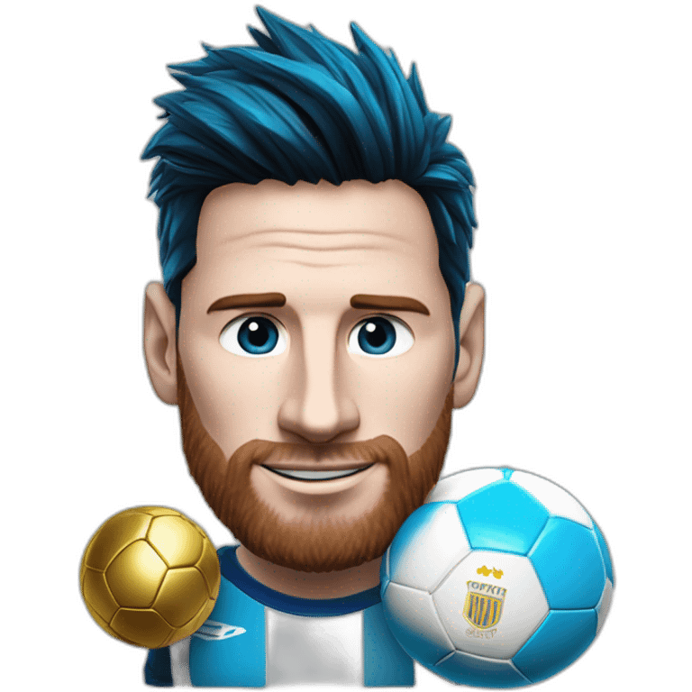 leo messi con el balon de oro y la camiseta de entrenamiento azul de argentina emoji