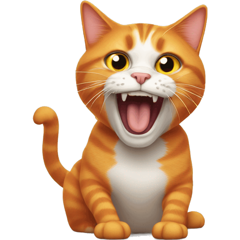 Orange cat looking silly and crazy emoji