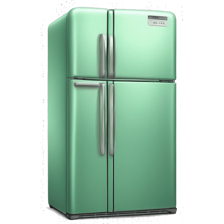 Realistic metallic mint green fridge isolated. emoji