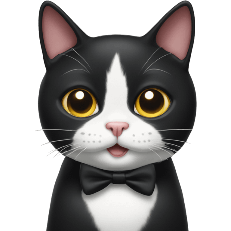 tuxedo cat with quirky face emoji