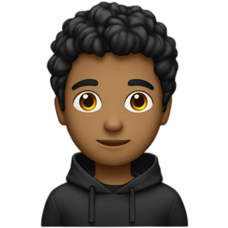 un chico joven,con pelo rubiuo oscuro y sudadera negra emoji